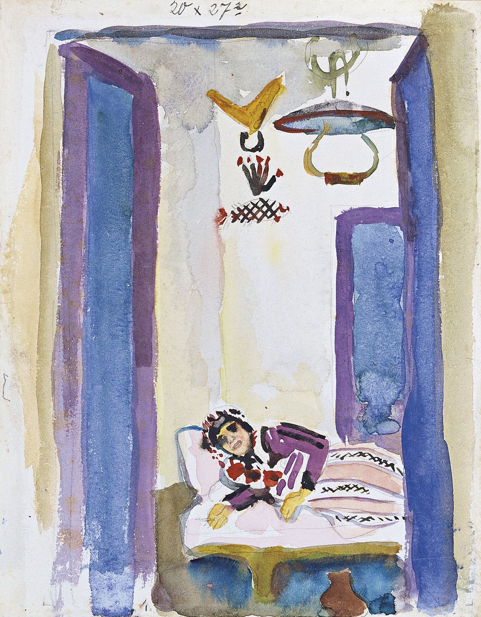 Kvinde på en Divan, 1914 af August Macke