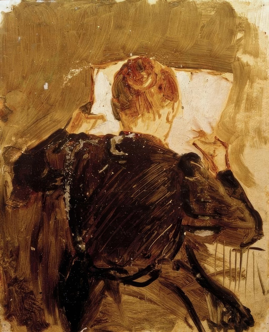 Kvinde læser avis af August Macke