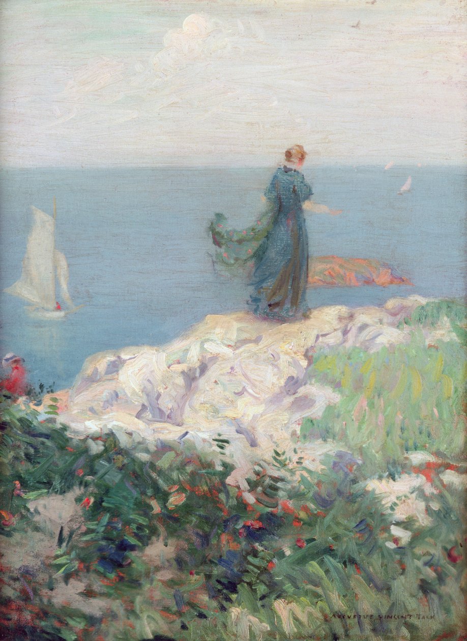 Seaside Scene (olie på lærred) af August Vincent Tack