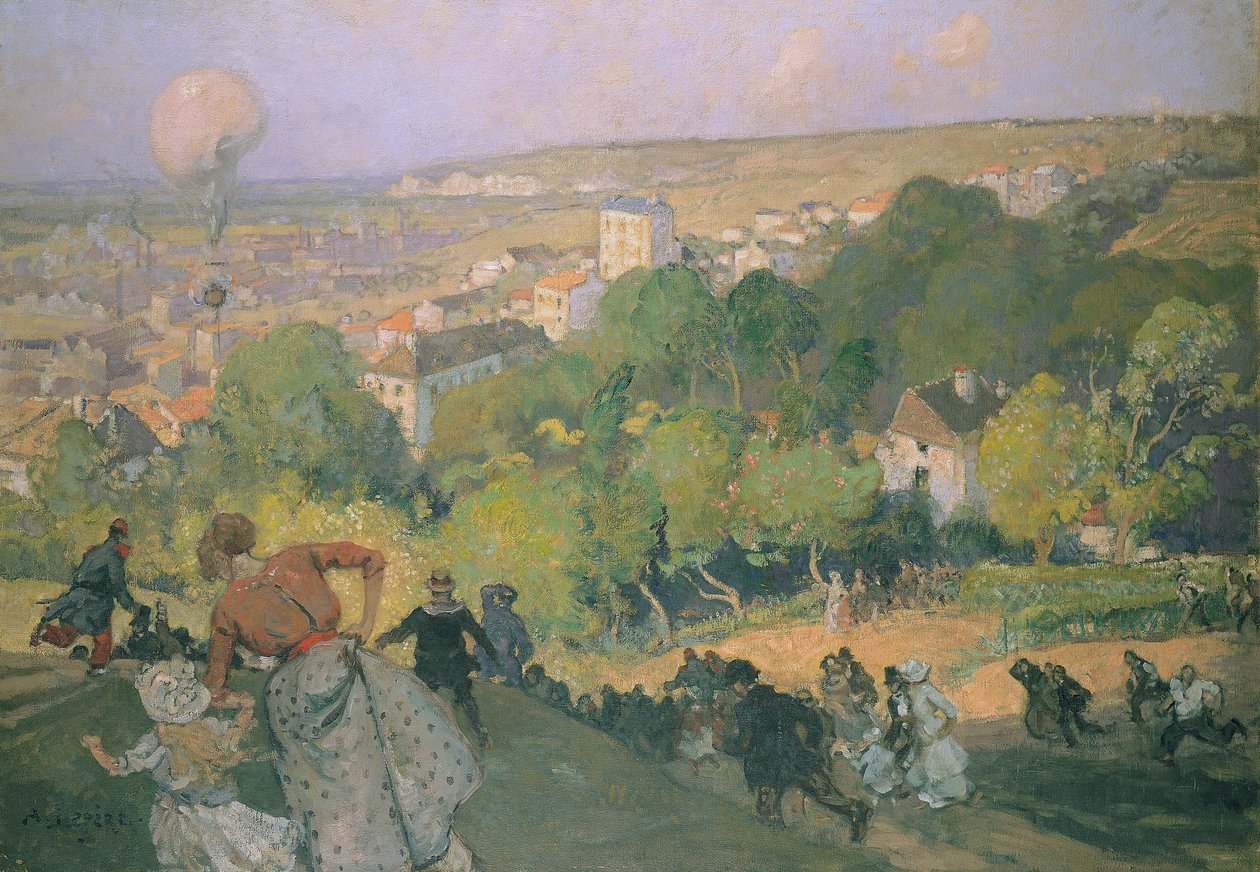 Ballonlanding ved Pre St-Gervais, ca. 1885 af Auguste Louis Lepère