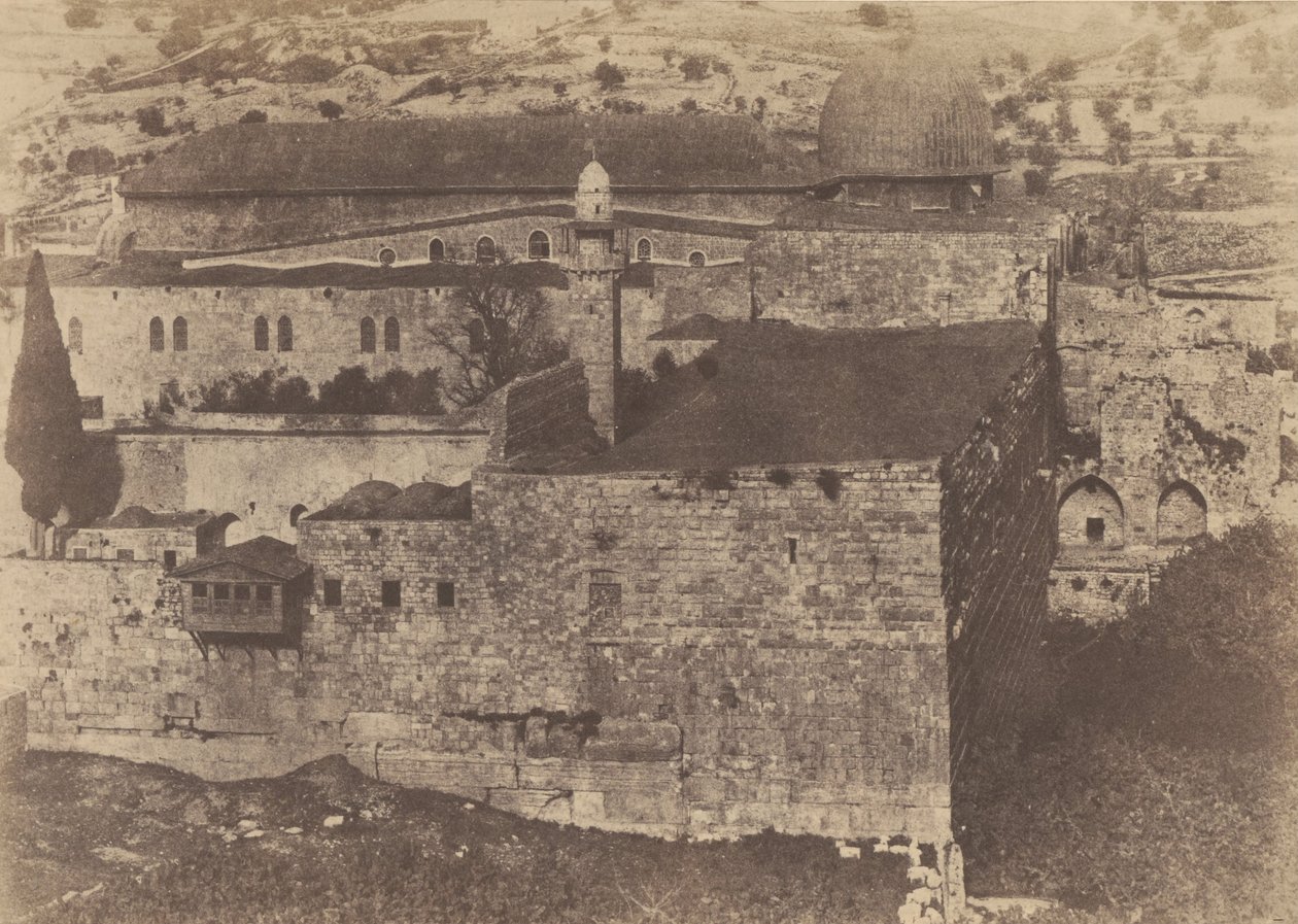 Jerusalem. Indhegning af templet. El-Aksa-moskeen, sydvestlige hjørne af Auguste Salzmann