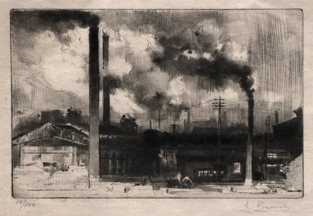 På Creusot Works: The Smokestacks af Auguste Brouet