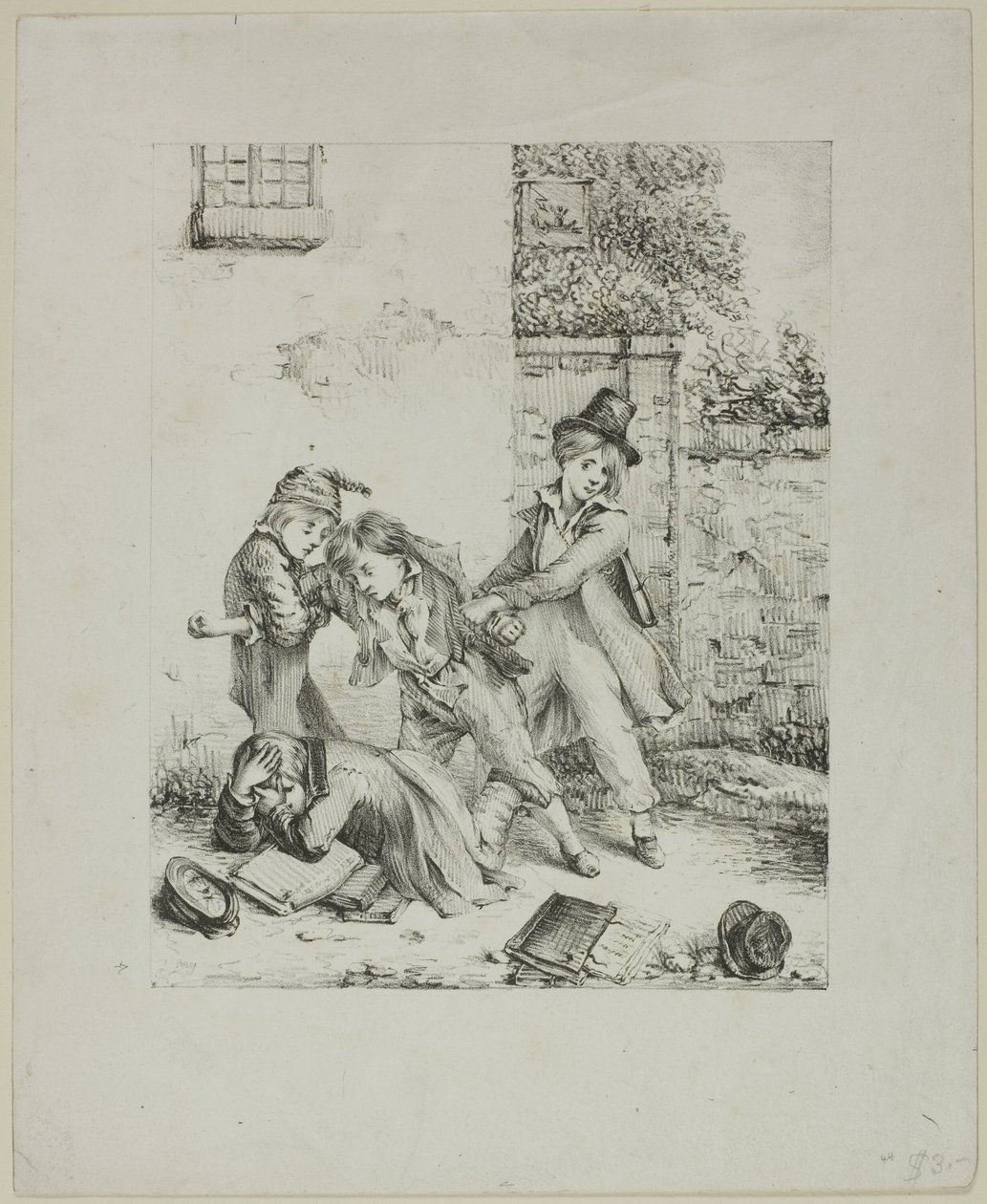 Skoledrenge kæmper af Auguste Bry