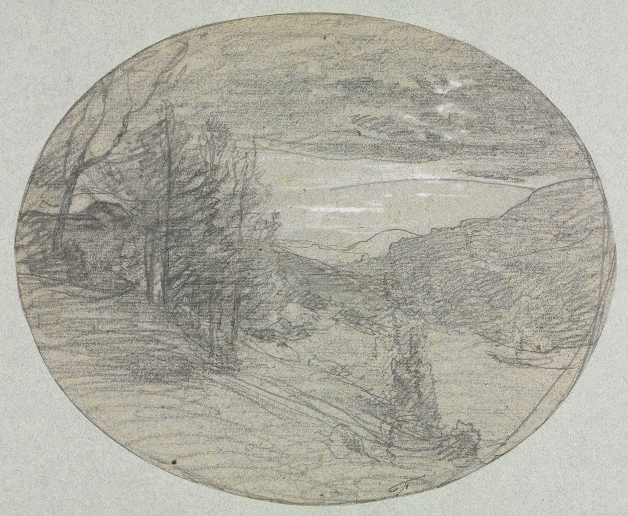 Landskab, 1800-tallet. af Auguste Francois Ravier