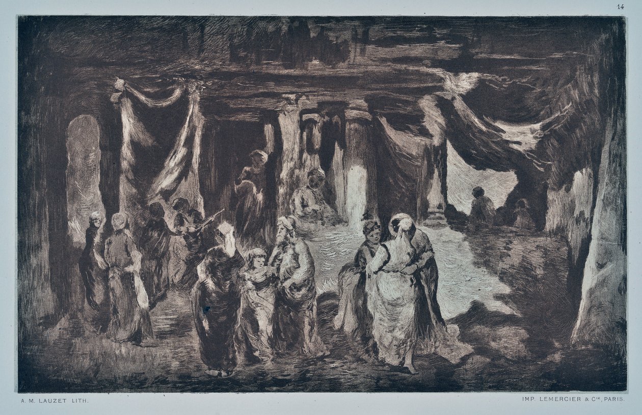 Bazar i Orienten (tegning) af Auguste Lauzet