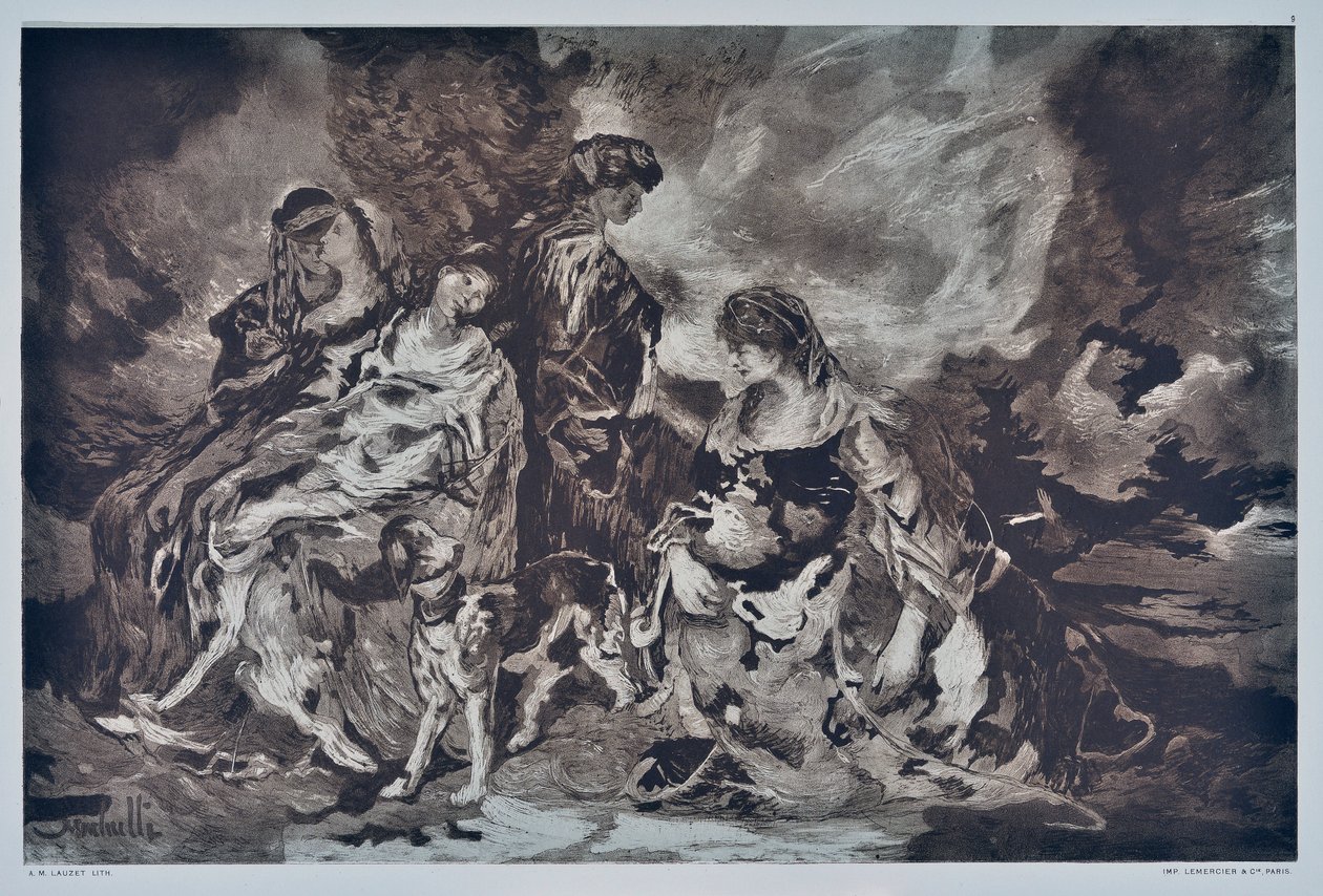 Jagt (tegning) af Auguste Lauzet