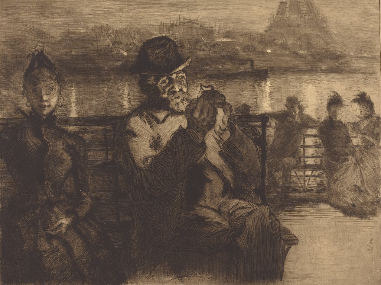 På Seinen, om natten, 1888. af Auguste Lepere
