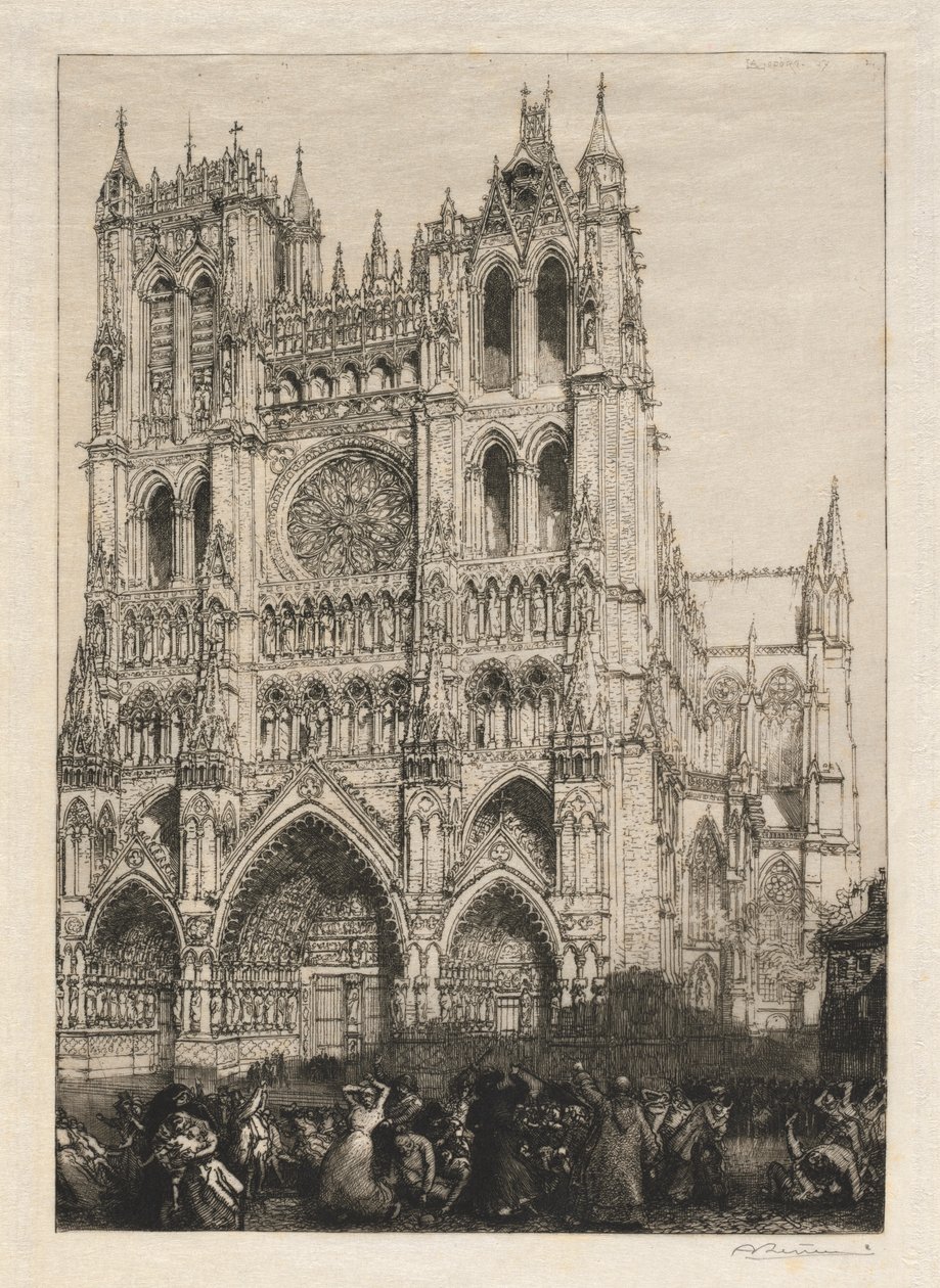 Amiens-katedralen, inventardag, 1887. af Auguste Louis Lepère