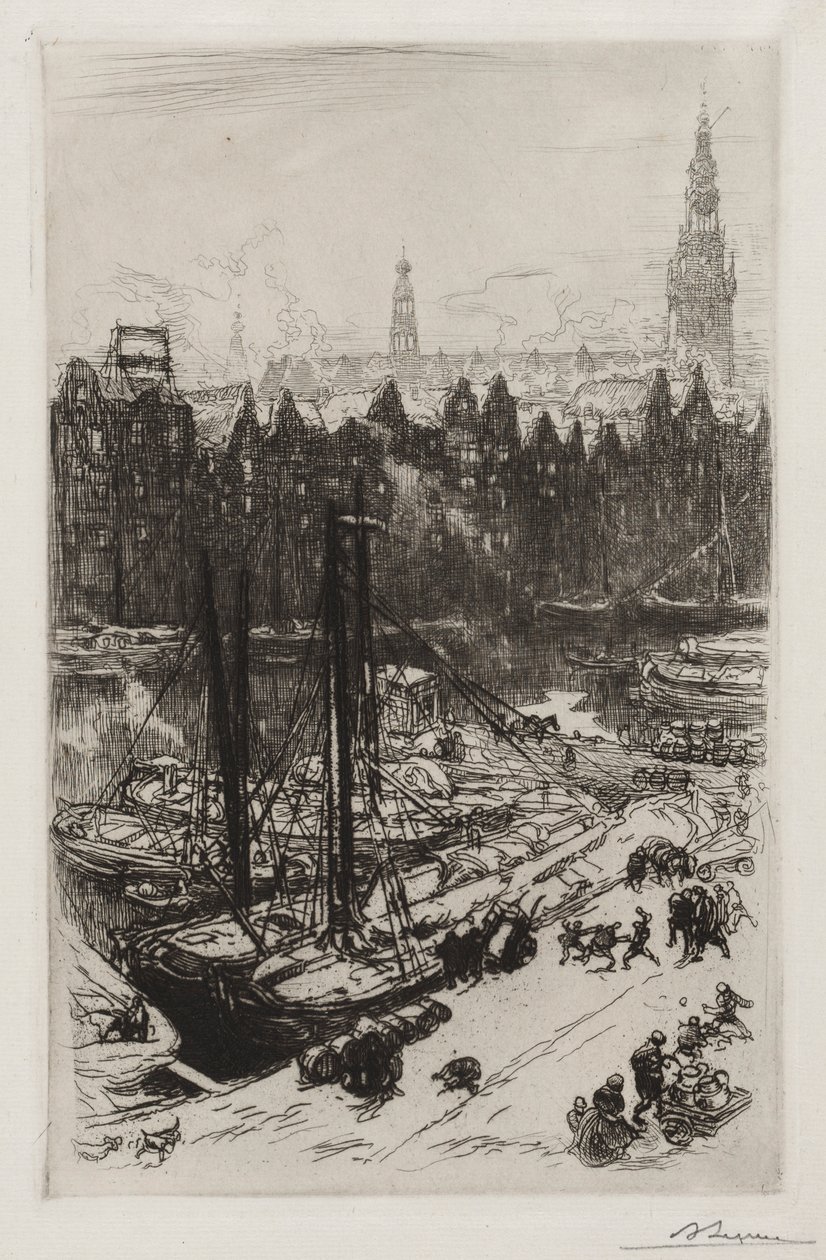 Amsterdam, udsigt over Victoria Hotel. af Auguste Louis Lepère