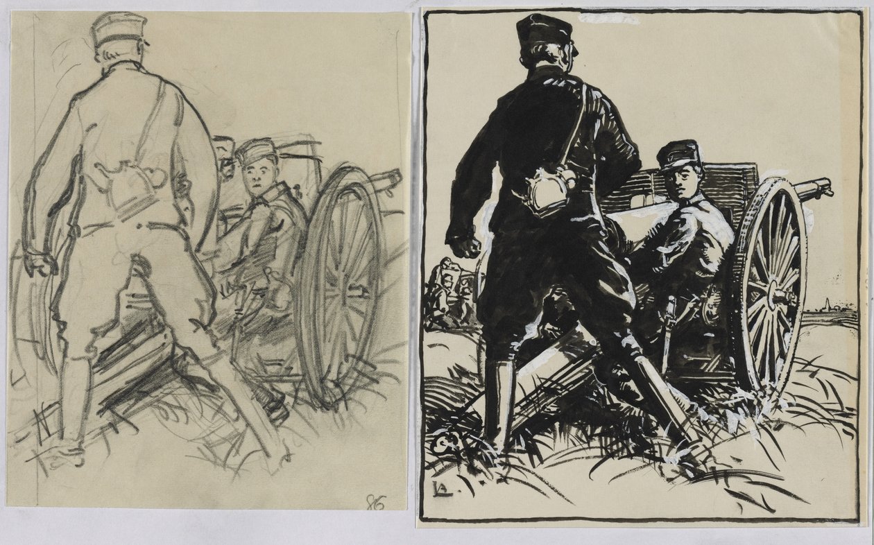 Belgiske skytter, 1914. af Auguste Louis Lepère