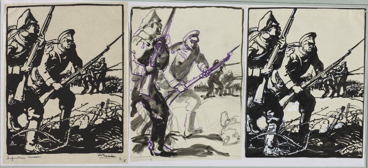 Russisk infanteri, 1914. af Auguste Louis Lepère