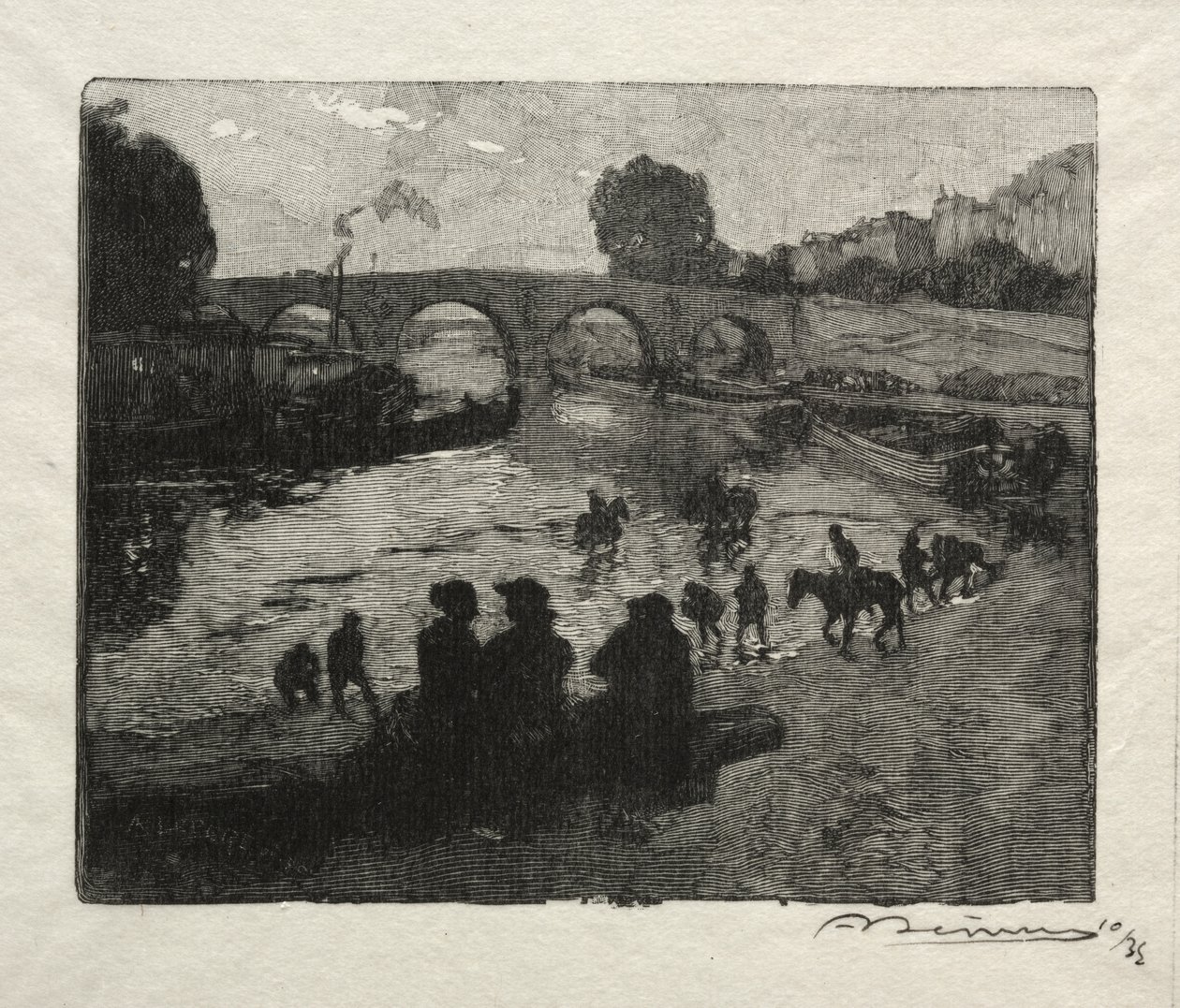 Vandingsstedet i Pont Marie af Auguste Louis Lepère