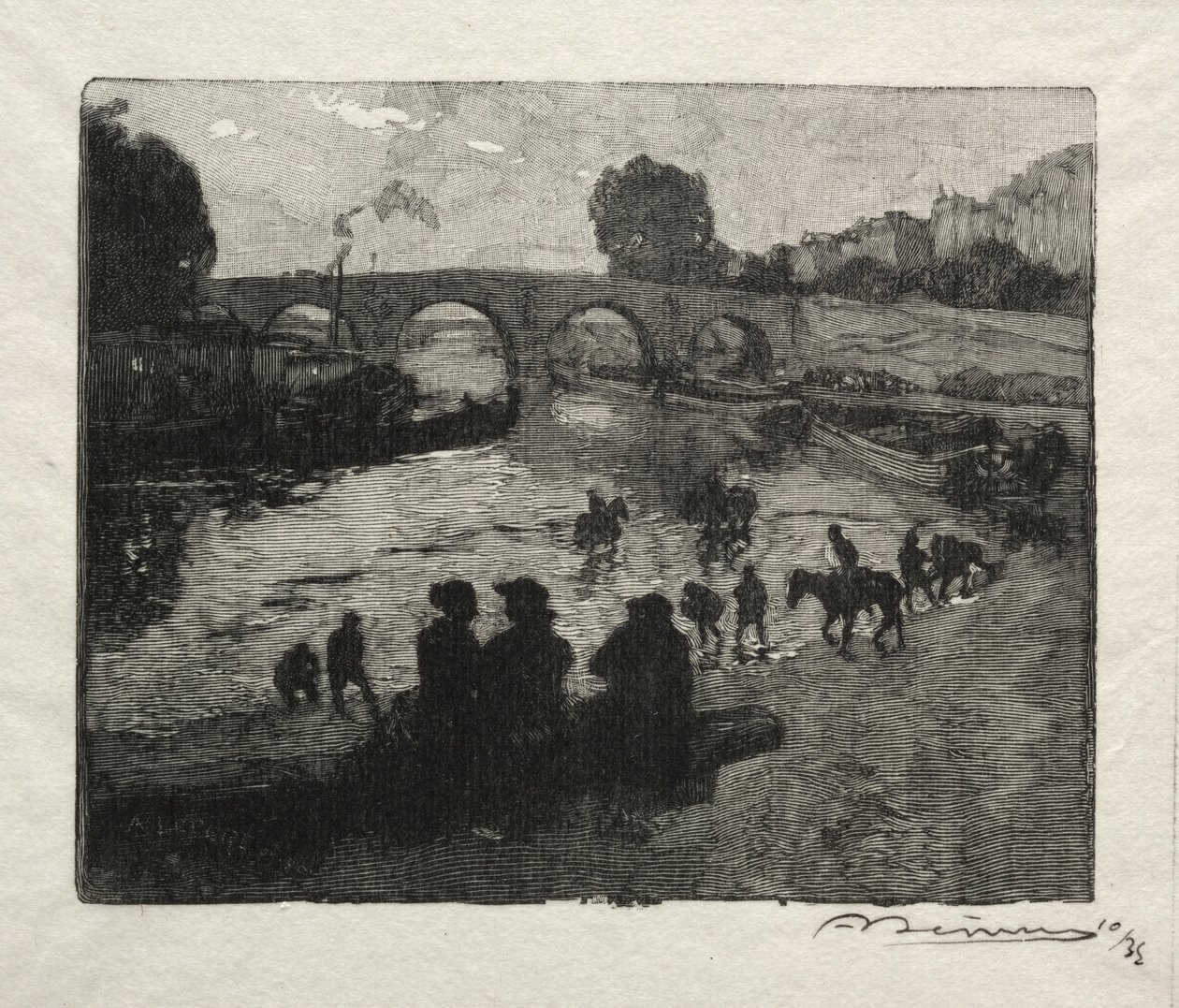 Pont Marie drikketrug. af Auguste Louis Lepère