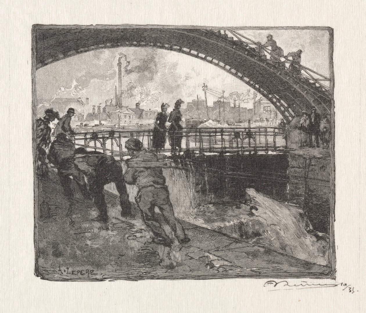 LEcluse du Canal St. Martin, 1890. af Auguste Louis Lepère
