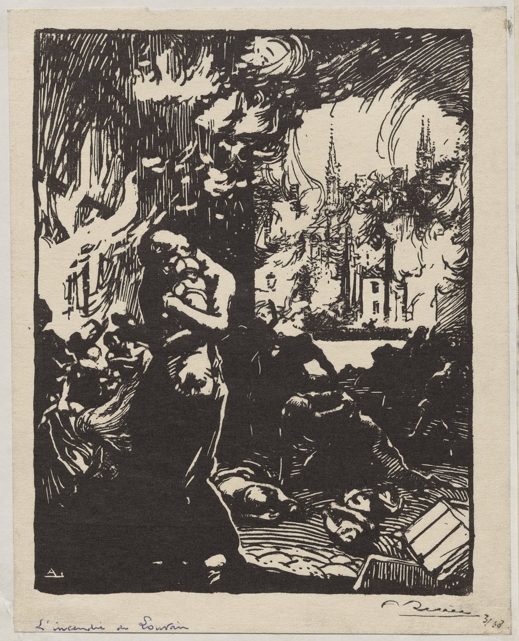 Ilden i Louvain af Auguste Louis Lepère