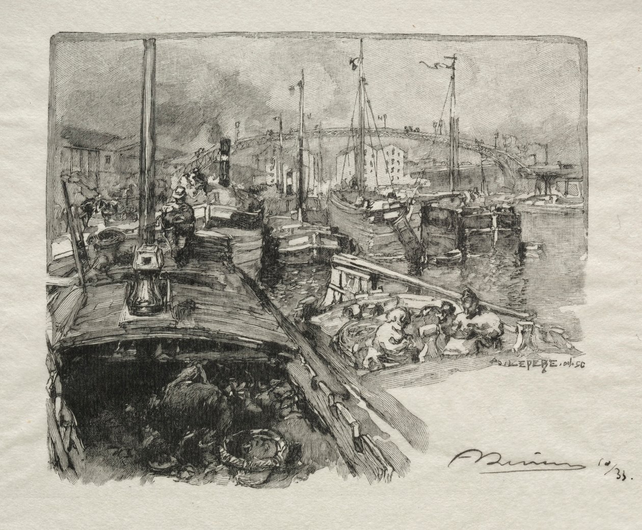 Bassin de la Villette. af Auguste Louis Lepère