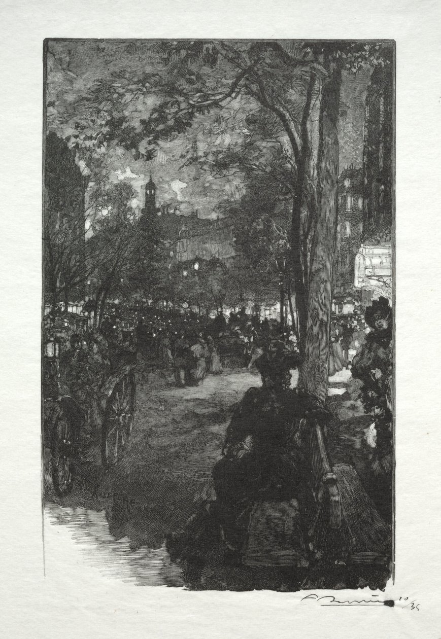 Boulevard Montmartre, aften. af Auguste Louis Lepère