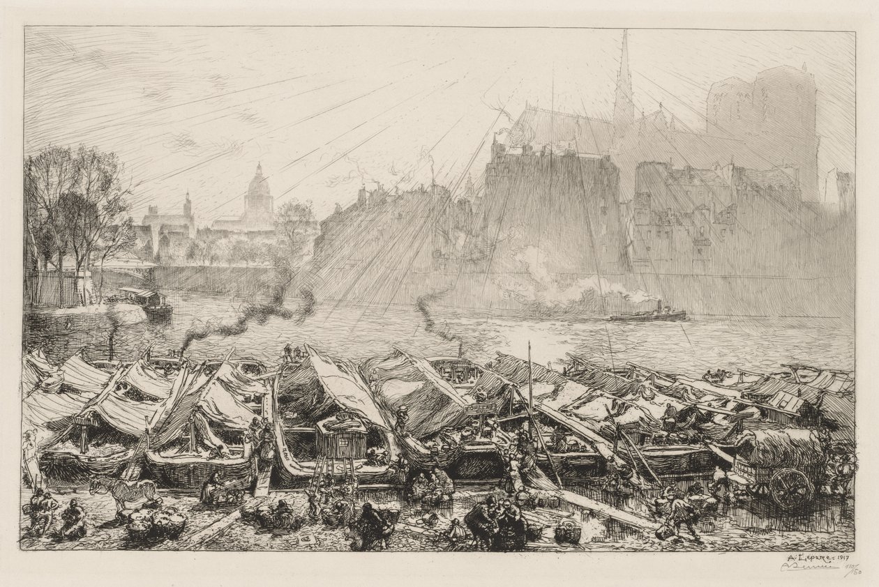 Det store æblemarked, 1917. af Auguste Louis Lepère