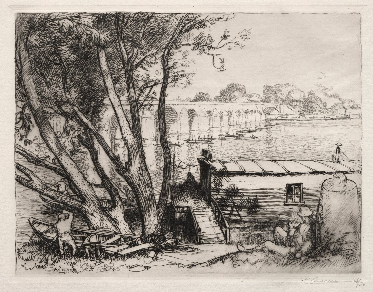 Poissy-broen af Auguste Louis Lepère
