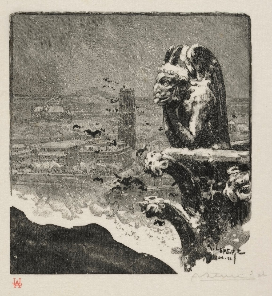 The Stryge of Notre Dame, 1890. af Auguste Louis Lepère