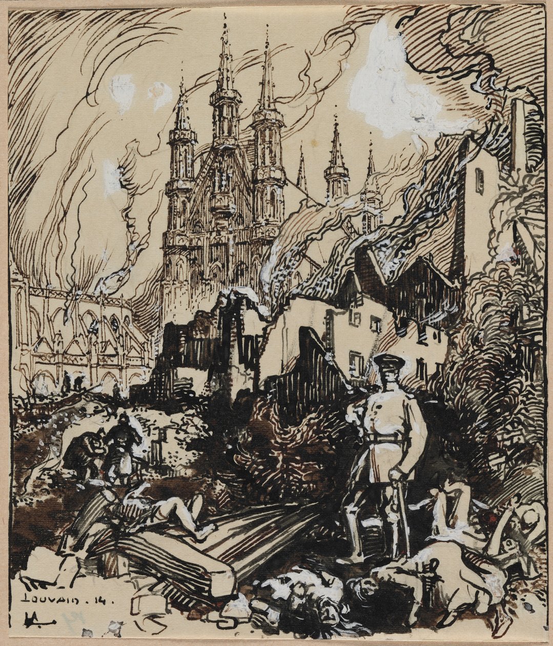 Louvain, 1914. af Auguste Louis Lepère