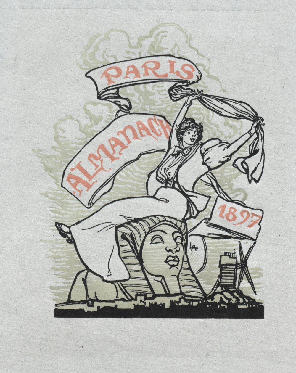 Paris Almanac, 1897: Bagside, 1897. af Auguste Louis Lepère