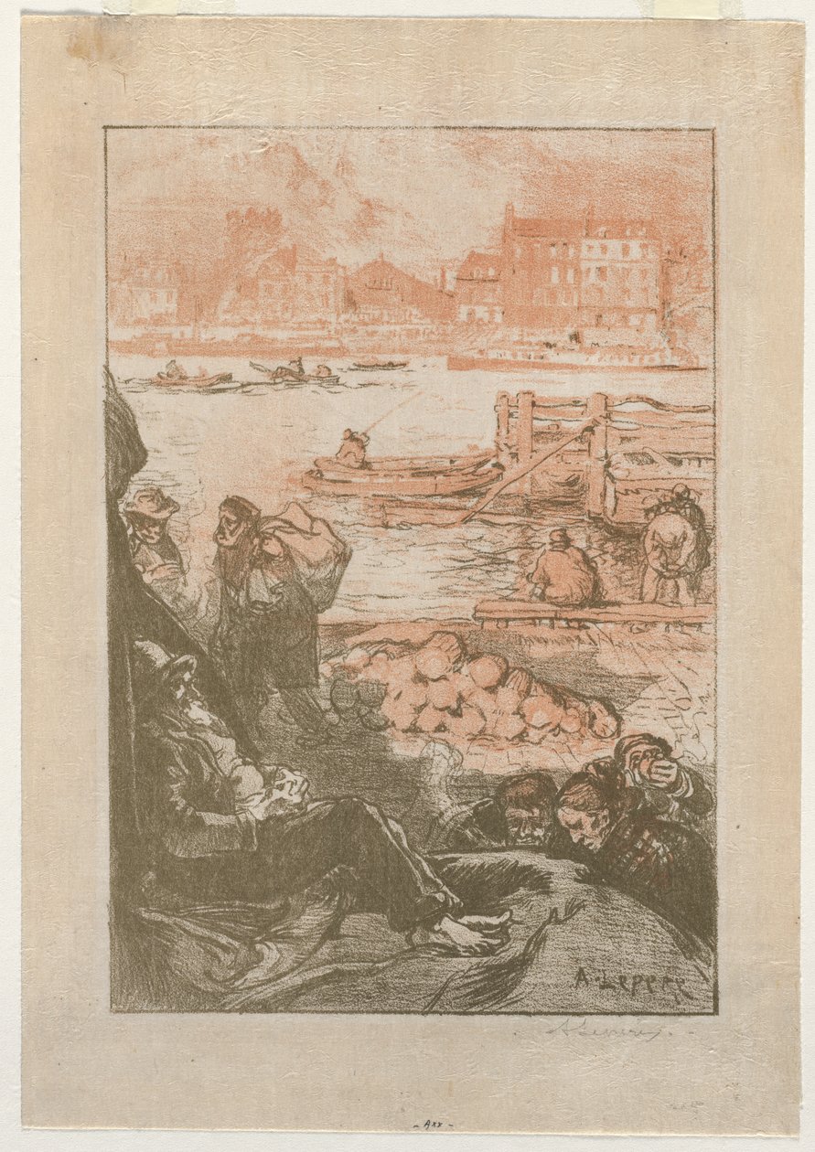 [Bønder ved en dok, Paris] af Auguste Louis Lepère