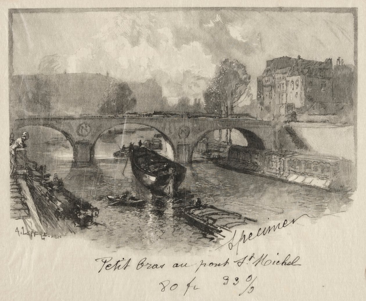 Håndvåben ved Pont St. Michel af Auguste Louis Lepère