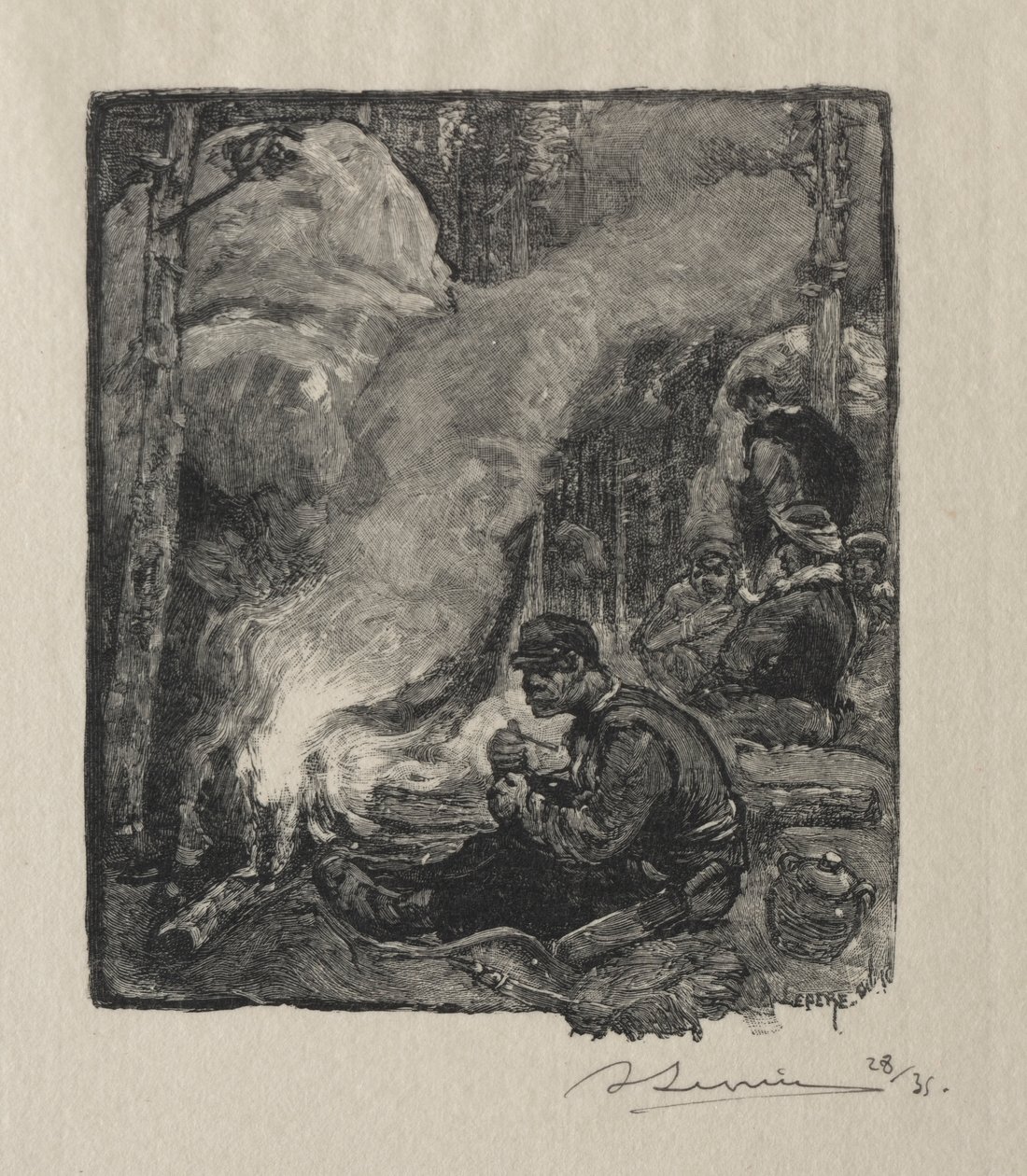 Skovhuggeres måltid, 1887. af Auguste Louis Lepère