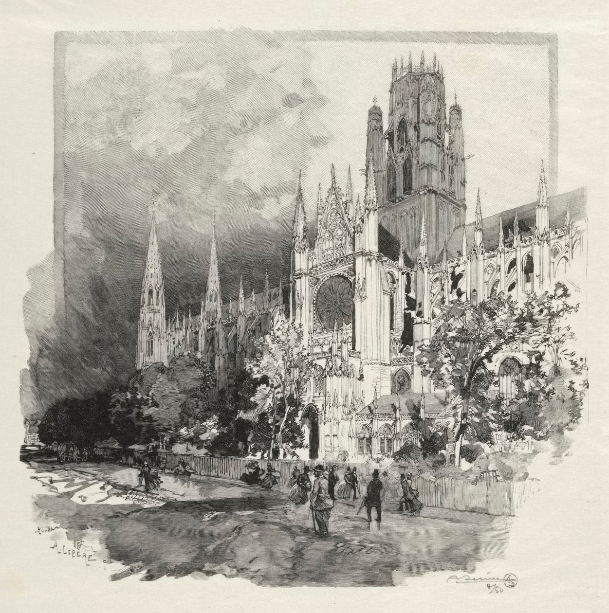 Illustreret Rouen: Saint Ouen Church, 1896. af Auguste Louis Lepère