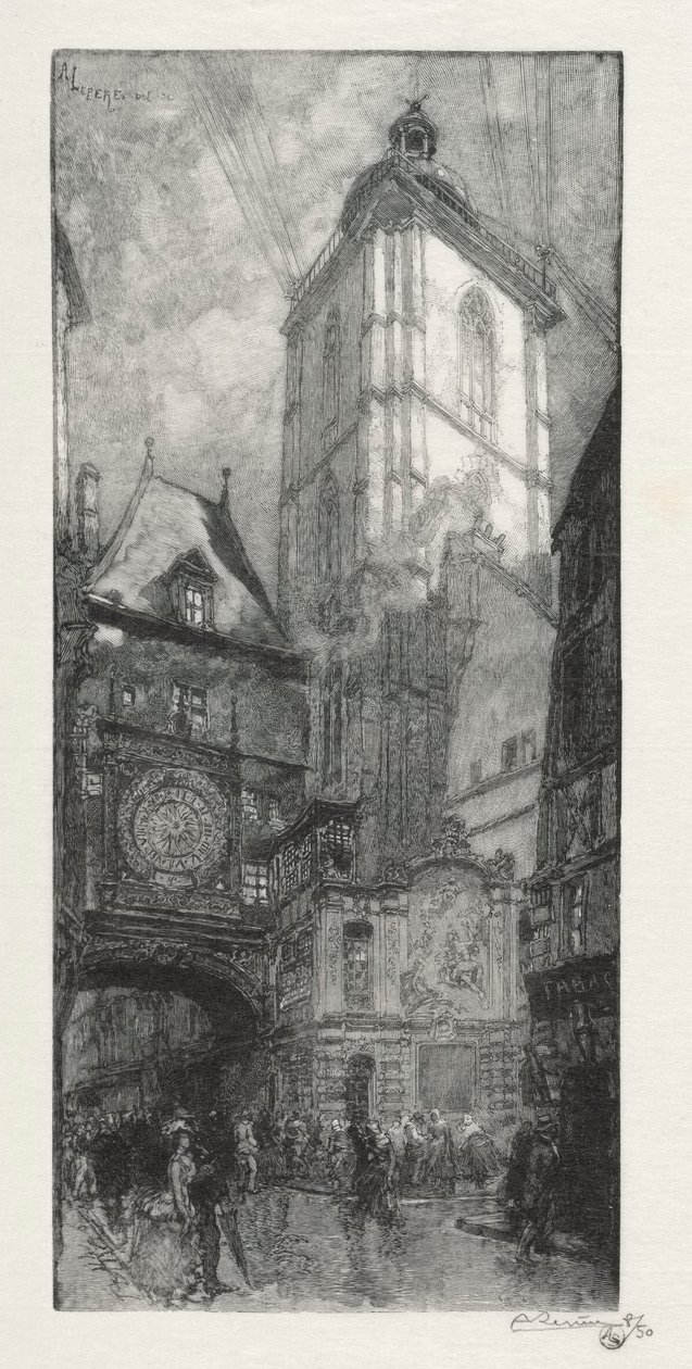 Illustreret Rouen: Det store ur af Auguste Louis Lepère