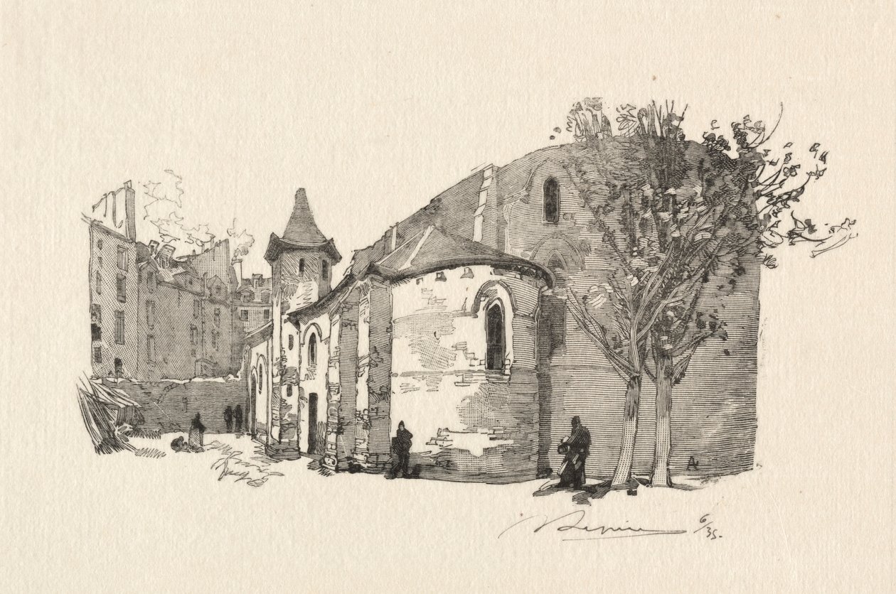 St. Julien le Vauvre, udvendig udsigt. af Auguste Louis Lepère