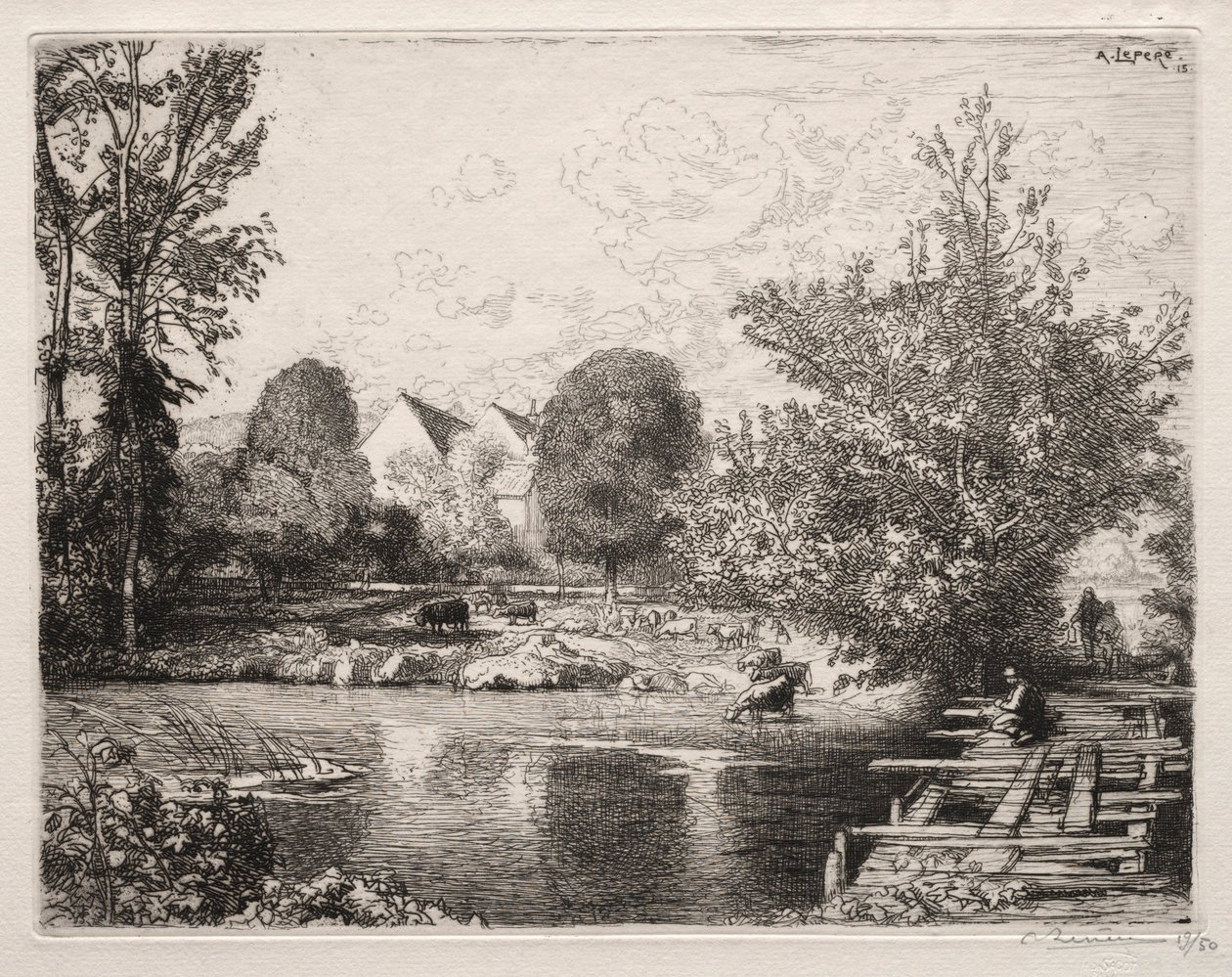 Den gamle gangbro, 1915. af Auguste Louis Lepère