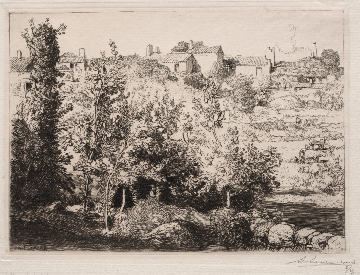 Landsbyen Meule, 1907. af Auguste Louis Lepère