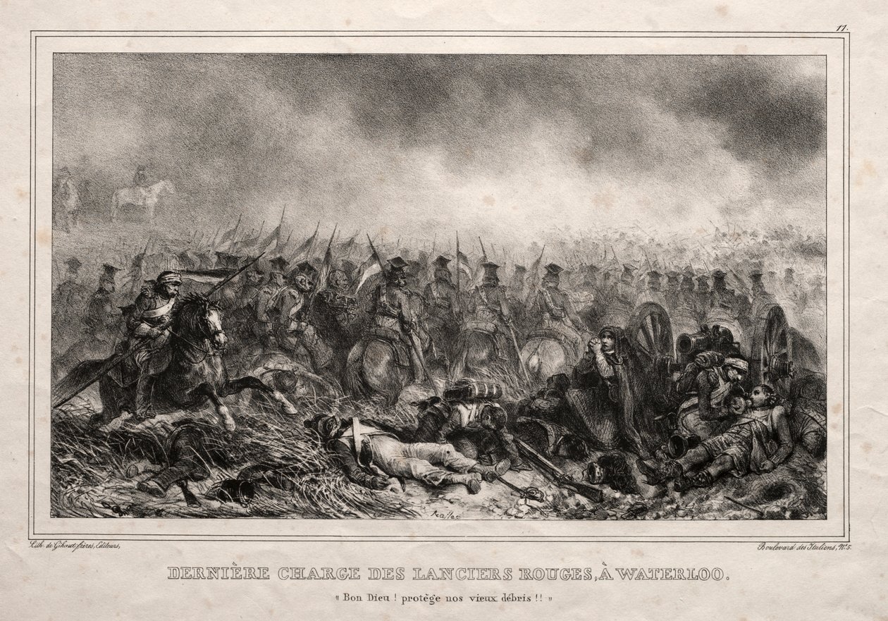 Sidste angreb af Red Lancers ved Waterloo. af Auguste Raffet