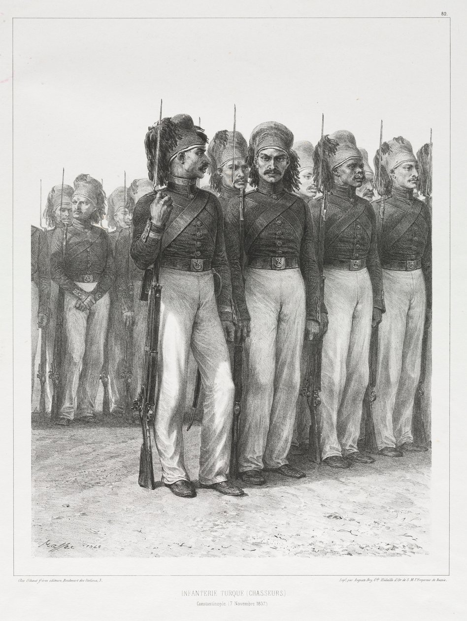 Tyrkisk infanteri, chasseurs, 1837. af Auguste Raffet