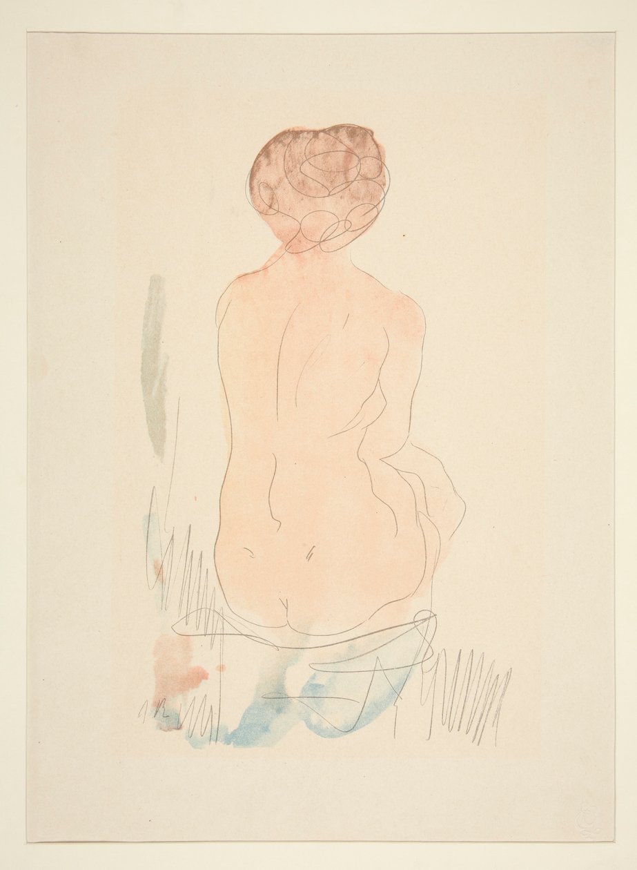 Siddende nøgen, set bagfra af Auguste Rodin