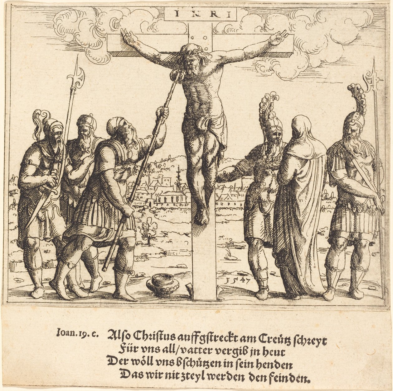 Kristus får eddike at drikke, 1547. af Augustin Hirschvogel