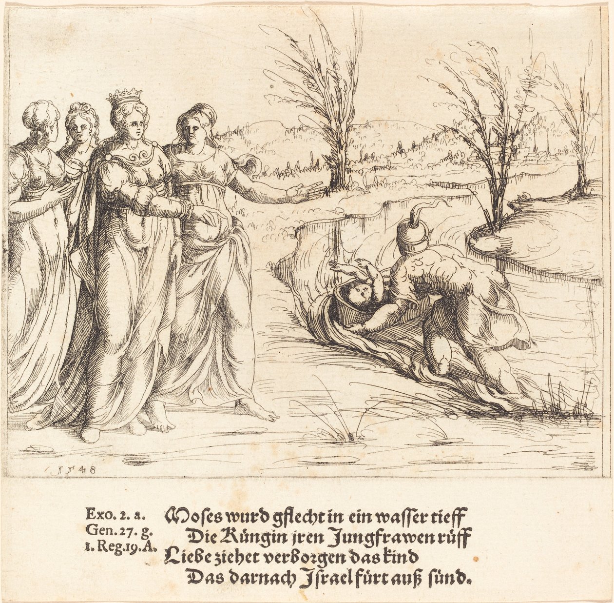 Fundet af Moses, 1548. af Augustin Hirschvogel