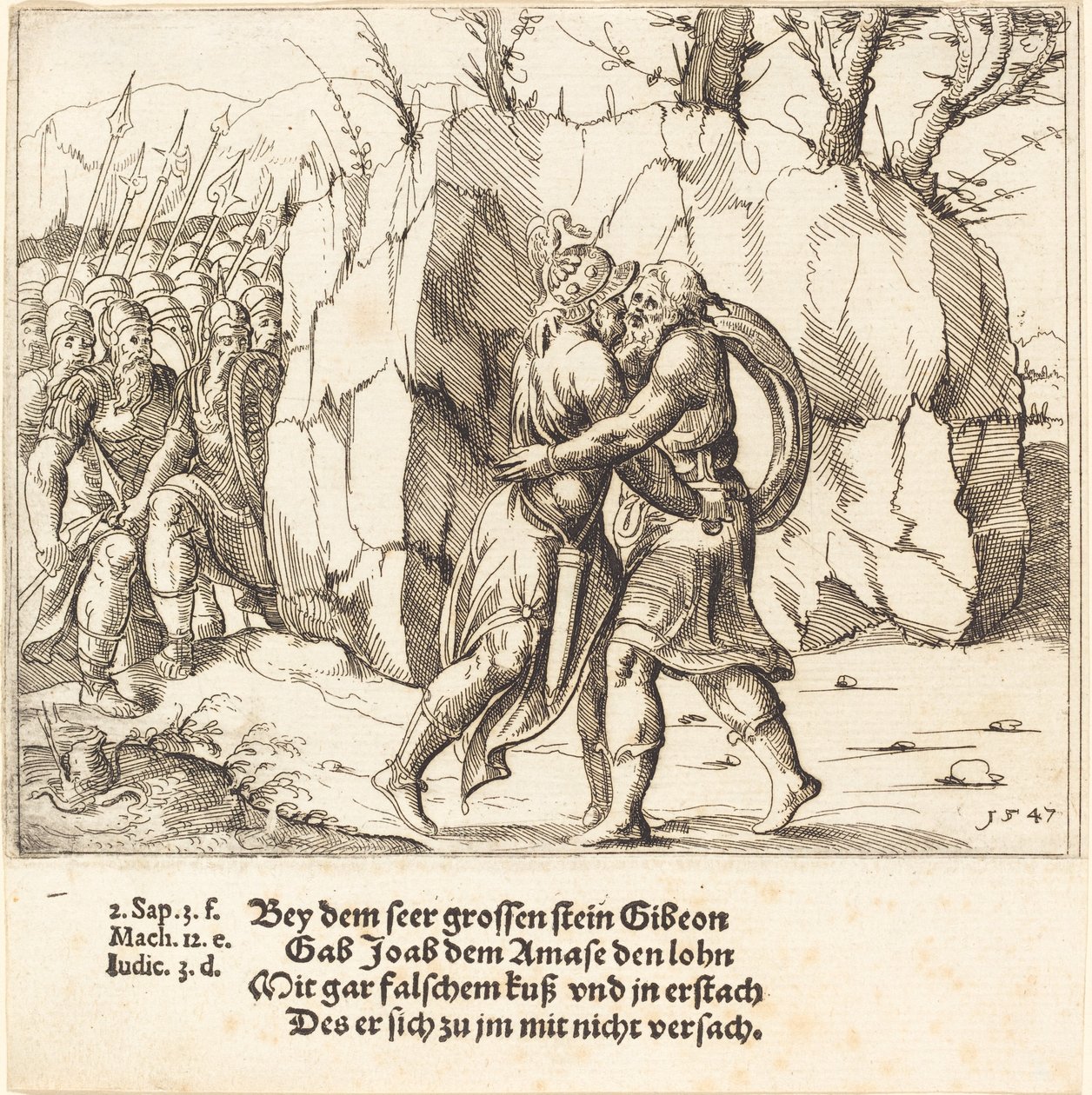 Joab forråder Abner af Augustin Hirschvogel