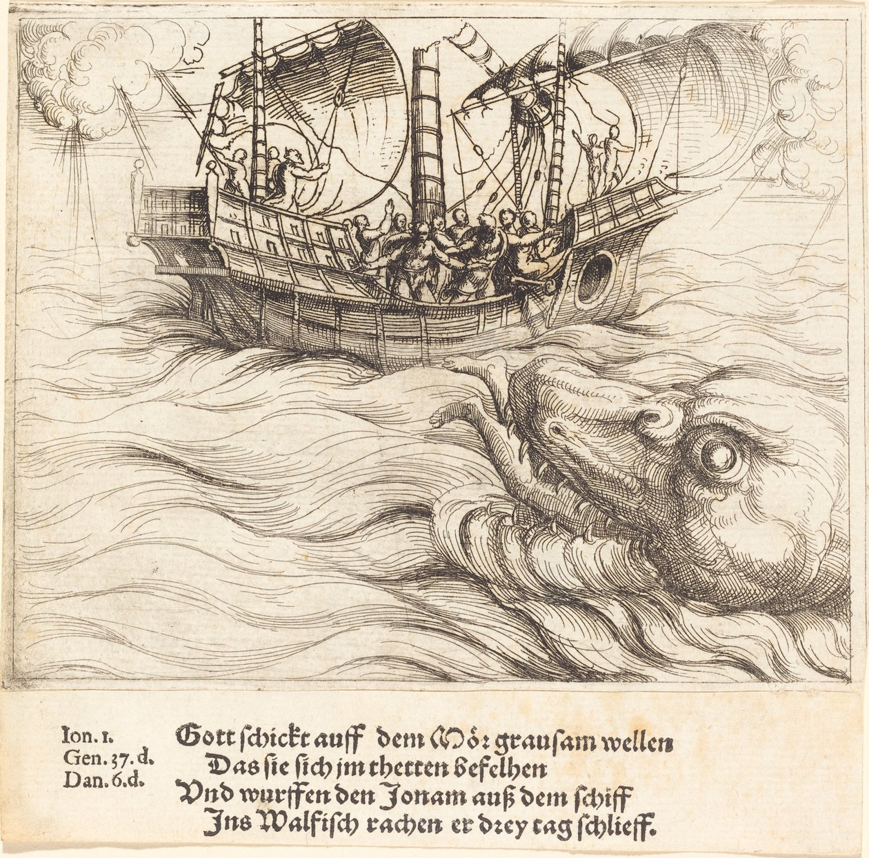 Jonas i hvalen. af Augustin Hirschvogel