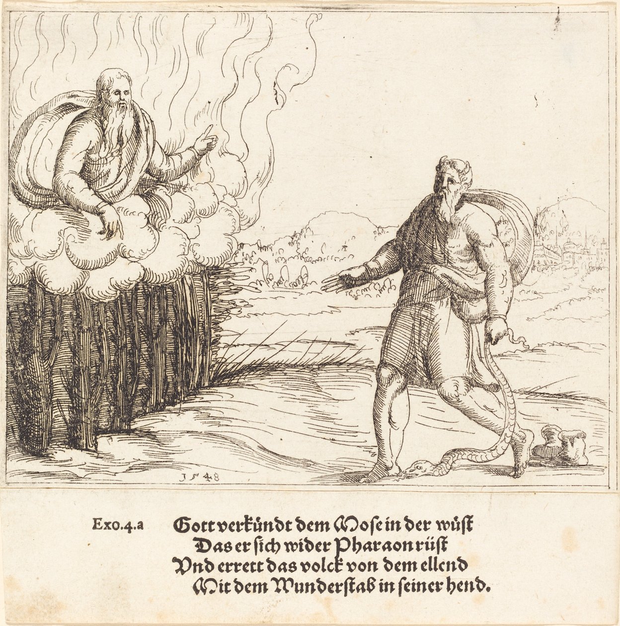 Moses og slangen, 1548. af Augustin Hirschvogel
