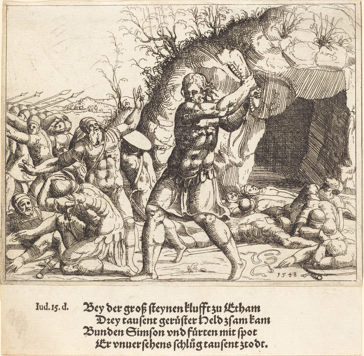Samson dræber filistrene, 1548. af Augustin Hirschvogel