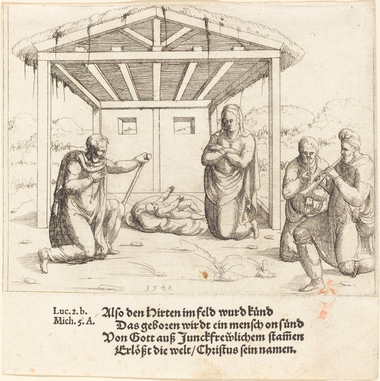 Hyrdernes tilbedelse, 1548. af Augustin Hirschvogel