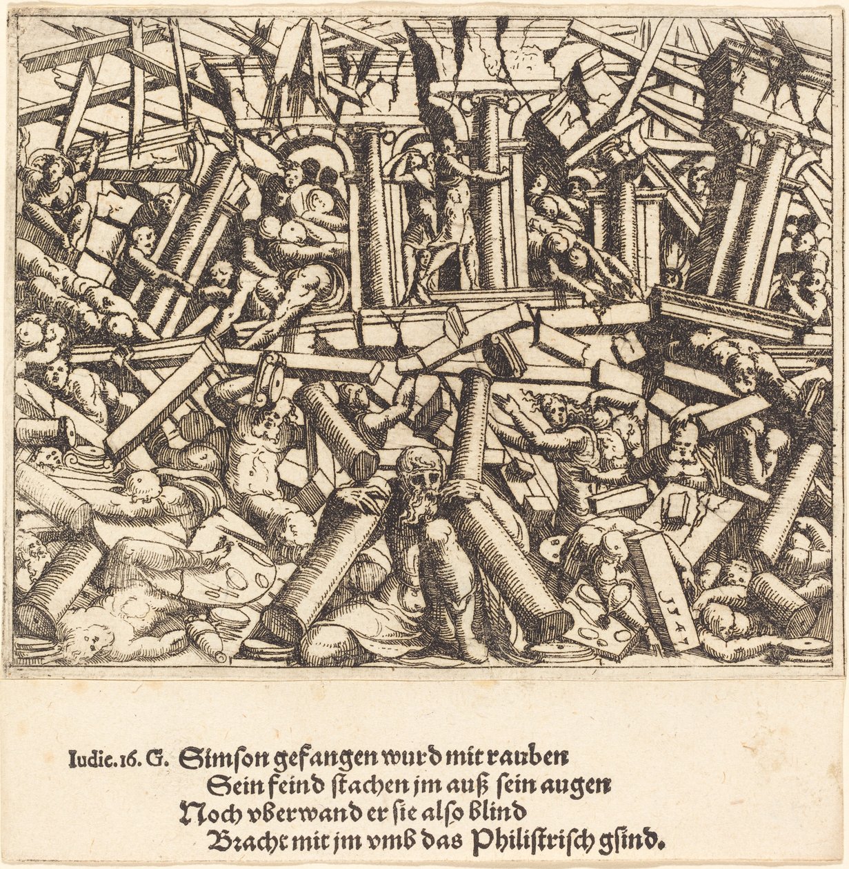 Samsons død af Augustin Hirschvogel