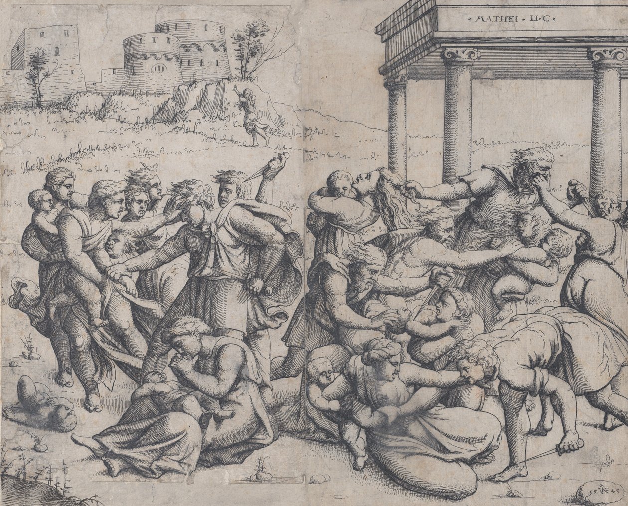 Massakren på de uskyldige, 1545. af Augustin Hirschvogel