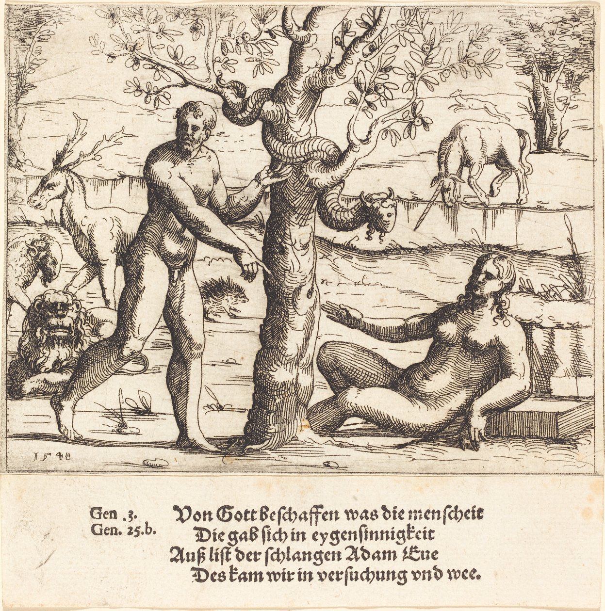 Evas fristelse, 1548. af Augustin Hirschvogel