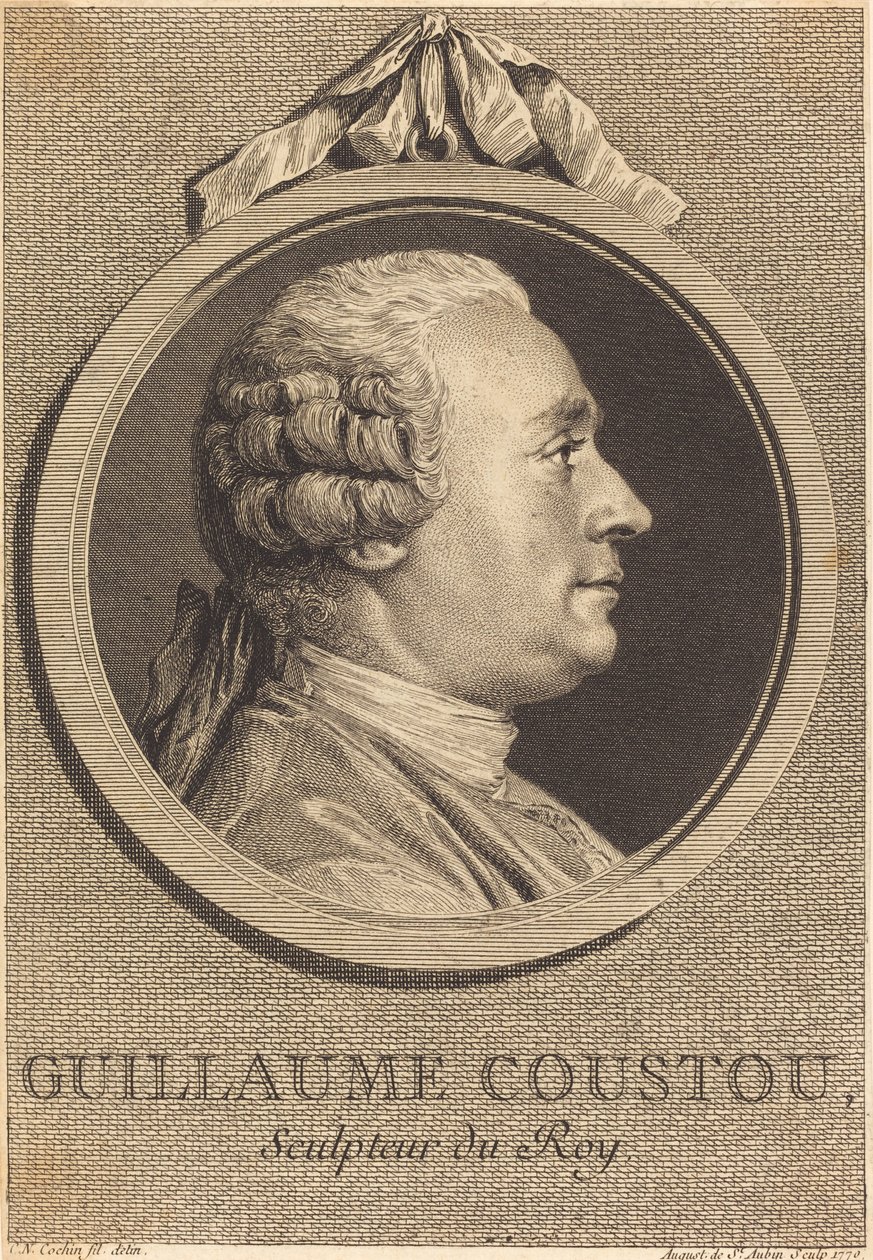 Guillaume Coustou af Augustin de Saint Aubin after Charles Nicolas Cochin II