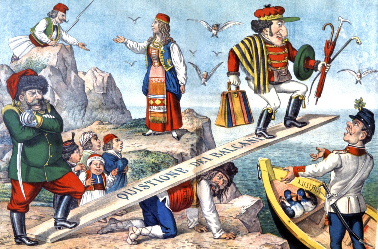 Spørgsmålet om Balkan, ca. 1900 (illustration) af Augusto Grossi