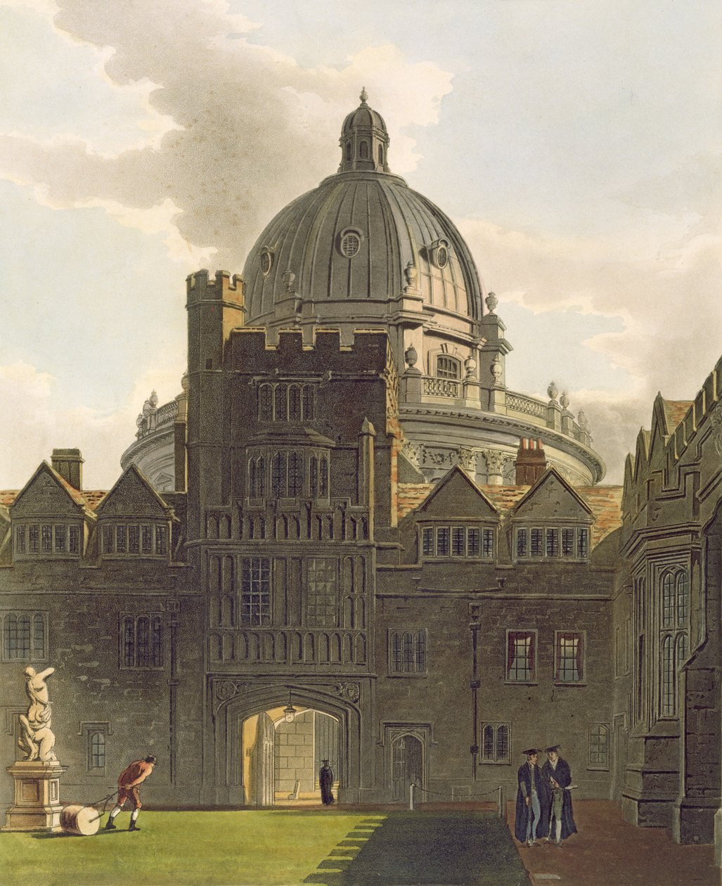 Yderside af Brasenose College og Radcliffe Library, illustration fra 